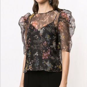 Cinq A Sept Sakura Erin puff sleeve top